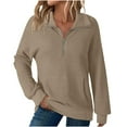 thumbnail image 1 of RYRJJ Womens Sweatshirt Waffle Knit Long Sleeve Lapel Half Zip Up Casual Lightweight Soft Sweatshirts Loose Pullover Tops with Pocket(Khaki,XL), 1 of 9
