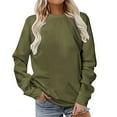 thumbnail image 1 of RYRJJ Womens Sweatshirts Plus Size Casual Long Sleeve Crewneck Hoodie Solid Color Pullover Lightweight Loose Tops(Army Green,3XL), 1 of 5