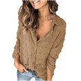 thumbnail image 1 of RYRJJ Womens Swiss Dot Button Down Shirts Dressy Casual Work Tops Summer Long Sleeve Collared Business Blouses(Brown,S), 1 of 8
