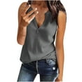 thumbnail image 1 of RYRJJ Womens Tank Tops V Neck Waffle Knit Summer Casual Solid Sleeveless Loose Tee Shirts Soft Comfy Loose Tunics Blouses Vest(02#Dark Gray,XL), 1 of 5