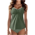 thumbnail image 1 of RYRJJ Womens Tankini Bathing Suit Modest Two Piece Swimsuit Ruffle V Neck Swim Tank Top with High Waisted Bottom Swimwear(Green,L), 1 of 4
