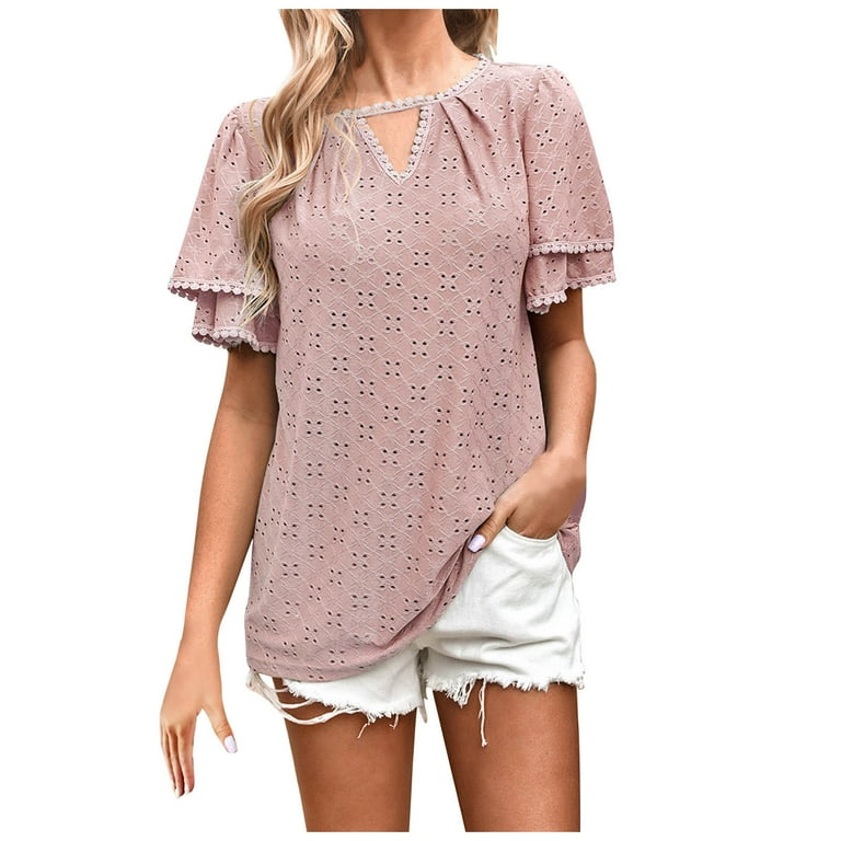 https://i5.walmartimages.com/seo/RYRJJ-Womens-Tops-Summer-Double-Ruffle-Short-Sleeve-Eyelet-Lace-Crochet-Cut-Out-V-Neck-T-Shirts-Loose-Fit-Pink-M_b1f9f4ff-21d7-4bd6-ae9e-2b34ddf14994.b0af277b82e0d171cdd90ec542df4f16.jpeg?odnHeight=768&odnWidth=768&odnBg=FFFFFF
