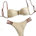 thumbnail image 1 of RYRJJ Womens Two Piece Bikini Set U-Wire Cutout Adjustable Spaghetti Straps Swimsuit High Waisted Textured Summer Beach Swim Bathing Suits(Beige,XL), 1 of 6