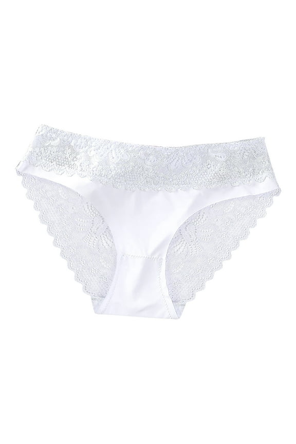Womens Underwear Cotton Bikini Panties High Cut Sheer Lace Panty Stretch Soft Underpants Ladies Briefs(White,S)