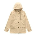 thumbnail image 1 of RYRJJ Womens Waterproof Rain Jacket Fleece Lined Rain Coats Outdoor Warm Zip Up Drawstring Hooded Windbreaker Jackets with Pockets(Beige,XL), 1 of 4
