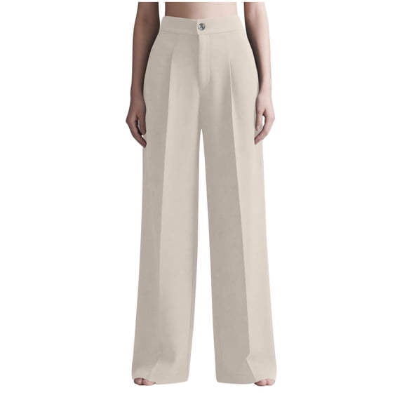 RYRJJ Womens Wide Leg Dress Pants Business Casual Flowy Work Palazzo Pants High Elastic Waisted in The Back Slacks Trousers(Beige;S)