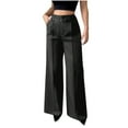 thumbnail image 1 of RYRJJ Womens Wide Leg Dress Pants High Waisted Straight Wide Leg Slacks Pants Business Office Work Lounge Trousers with Pockets(Black;S), 1 of 6