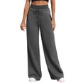 thumbnail image 1 of RYRJJ Womens Wide Leg Sweatpants High Waisted Baggy Lounge Sweat Pants Drawstring Workout Athletic Joggers with Pockets(Dark Gray;L), 1 of 8