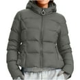 thumbnail image 1 of RYRJJ Womens Winter Cropped Puffer Jacket Removable Hooded Zip Up Short Warm Quilted Puffer Coat Outerwear with Zipper Pockets(Gray,L), 1 of 9