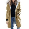 thumbnail image 1 of RYRJJ Womens Winter Warm Puffer Coats Plus Size Thicken Fleece Lined Parka Jacket Sherpa Lined Windproof Outerwear Faux Fur Hooded Jacket(Khaki,4XL), 1 of 6