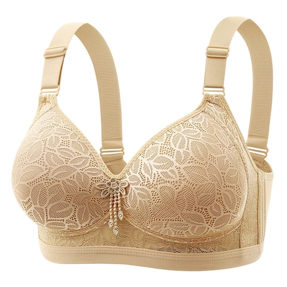 RYRJJ Womens Wireless Bras Floral Lace Push Up Bralettes No Underwire Tshirt Bra Full-Cup Support Comfortable Everyday Bras