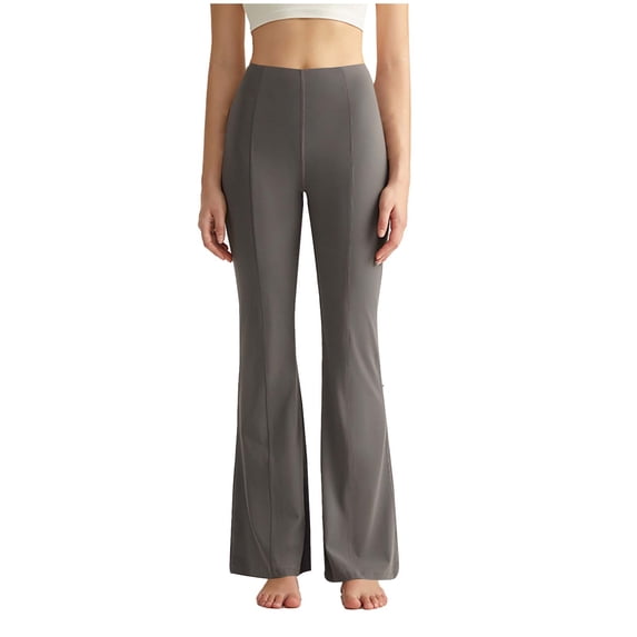 RYRJJ Womens Yoga Dress Pants Front Seam Stretchy Work Pants Business Casual Bootcut Slacks High Waisted Pull On Flared Trousers(Gray,S)