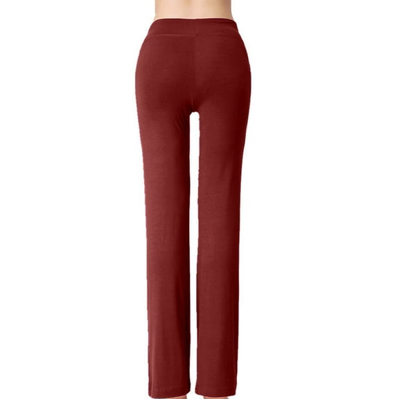 RYRJJ Womens Yoga Sweatpants Drawstring Wide Leg High Waisted Lounge Pajamas Pants Comfy Workout Loose Trousers with Pockets(Wine,M)
