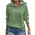 thumbnail image 1 of RYRJJ Womens Zipper Sweatshirt Turtleneck Long Sleeve Pullover Solid Color Fall Casual Loose Sweatshirts Top T Shirts(Army Green,S), 1 of 8