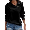 thumbnail image 1 of RYRJJ Womens Zipper Sweatshirt Turtleneck Long Sleeve Pullover Solid Color Fall Casual Loose Sweatshirts Top T Shirts(Black,XL), 1 of 8
