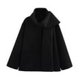 thumbnail image 1 of RYRJJ Wool Coats for Women Casual Long Sleeve Winter Pea Coat Outerwear Fall Winter Fashion Warm Jackets with Scarf(Black,M), 1 of 4