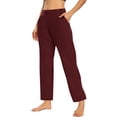 thumbnail image 1 of RYRJJ Work Pants Women Business Casual Yoag Dress Pants Stretchy High Waisted Straight Leg Pull On Office Slacks Trousers with Pockets(Wine;3XL), 1 of 7