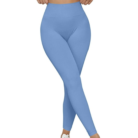 RYRJJ Workout Leggings for Women High Waisted Butt Lifting Seamless Gym Yoga Pants Tummy Control Activewear Tights Athletic Leggings(Sky Blue,M)