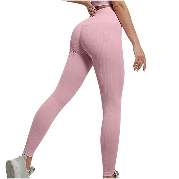 RYRJJ Workout Leggings for Women High Waisted Seamless Yoga Pants Compression Gym Athletic Butt Lifting Tights Leggings(Red,L)