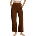 thumbnail image 1 of RYRJJ Yoga Pants for Women Wide Leg Pants with Pockets High Waisted Stretch Dress Pants Casual Comfy Sweatpants(Brown,XXL), 1 of 9