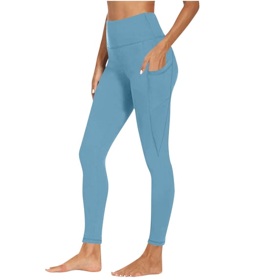 RYRJJ Yoga Pants for Women with Pockets Tummy Control High Waisted Leggings Workout Sports Running Athletic Tight Pants