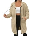 thumbnail image 1 of RYRJJ Zip Up Hoodies for Women Long Sleeve Oversized Tunic Sweatshirts Casual Waffle Long Hooded Jackets Outwear with Pockets(Khaki,XXL), 1 of 5
