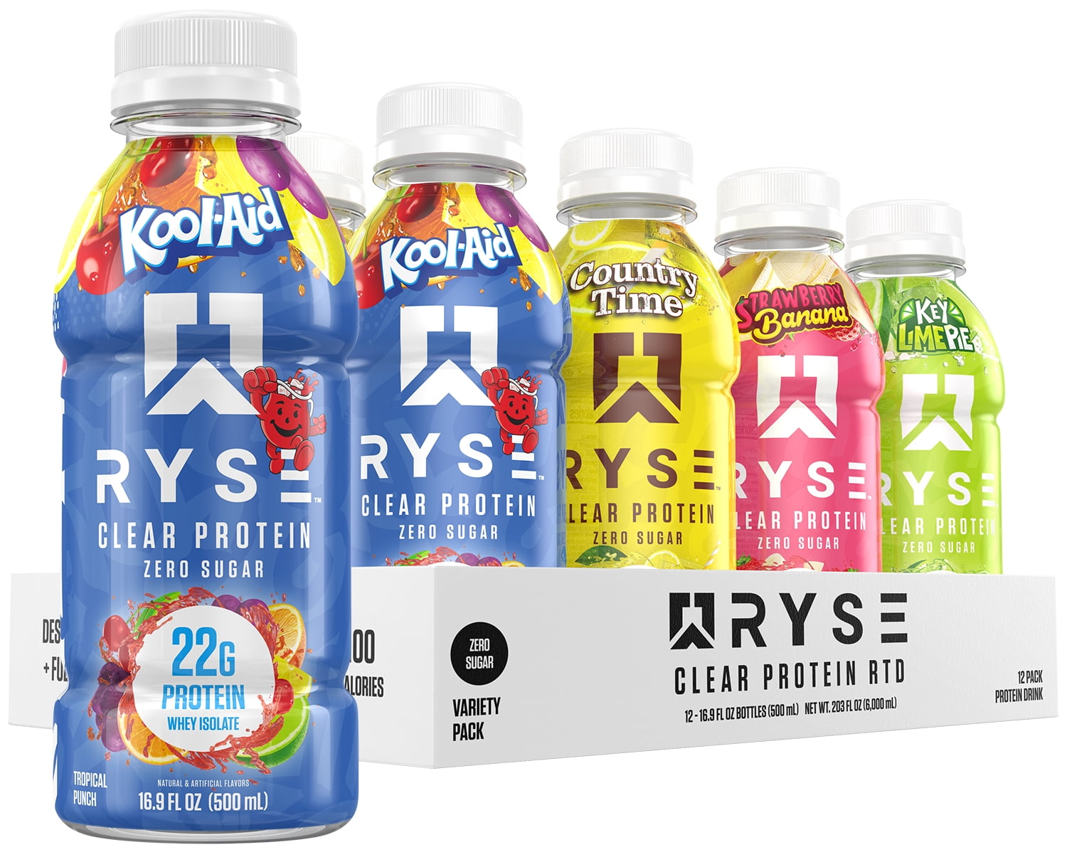 RYSE Clear Protein Shake Ready-To-Drink - Variety Pack - 12 Pack