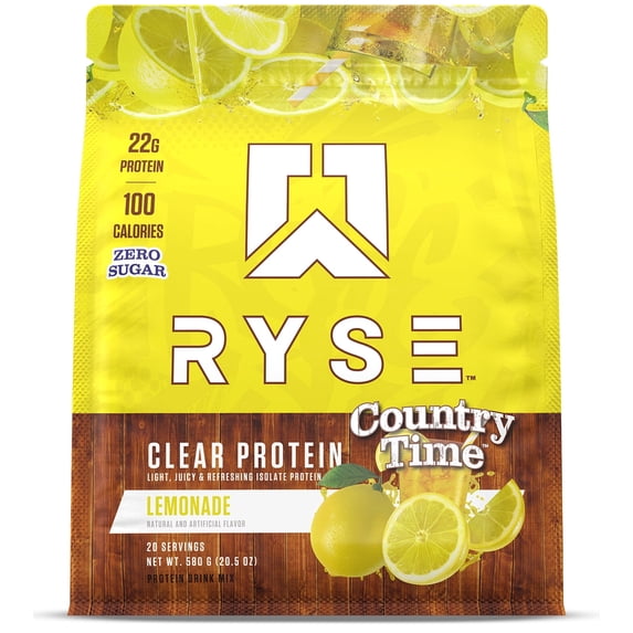 RYSE Clear Whey Isolate Protein Powder - Country Time Lemonade - 20 Servings Bag