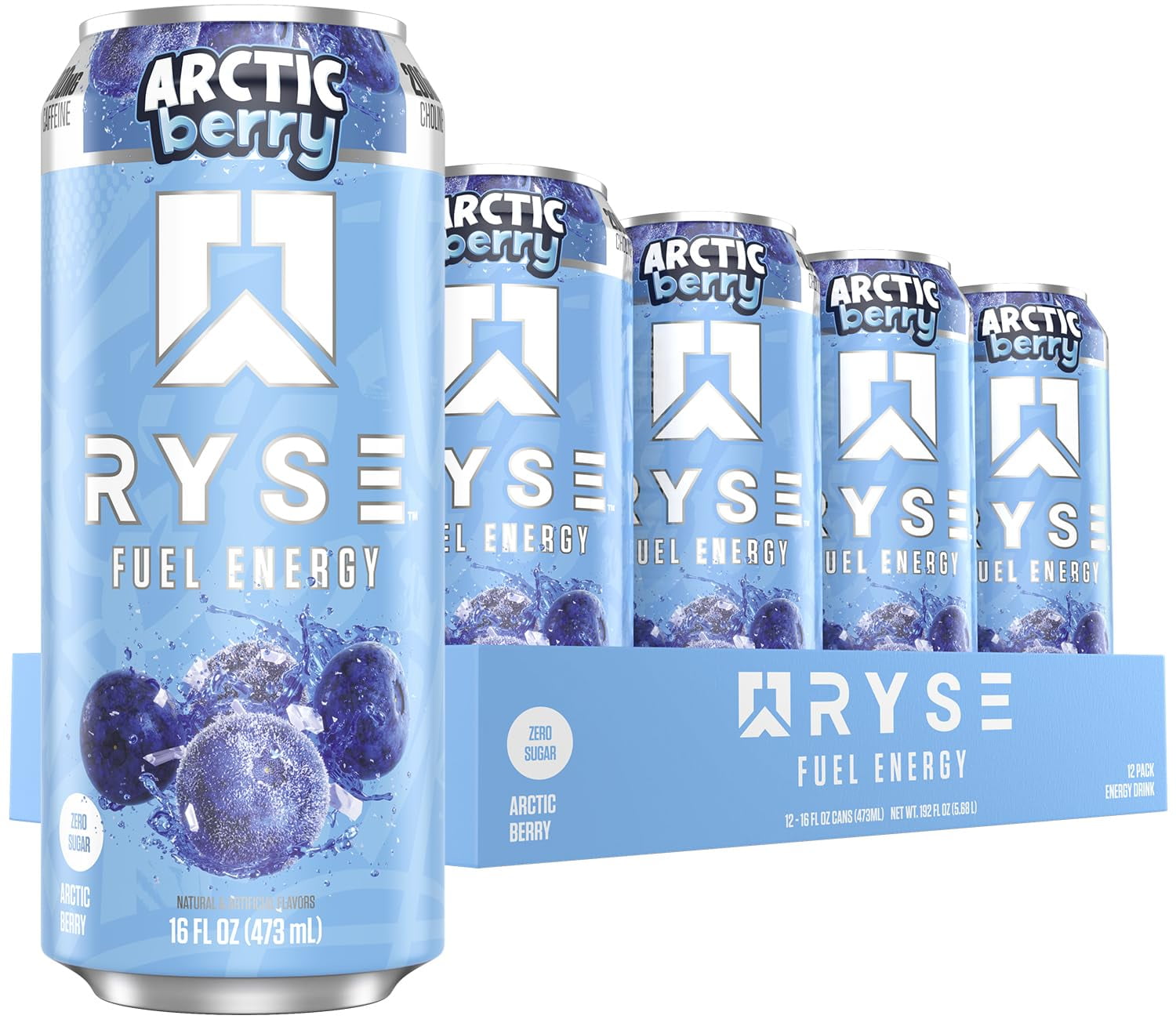 RYSE Fuel Energy Drink - Arctic Berry - Sugar Free - 16 fl oz (12-Pack)