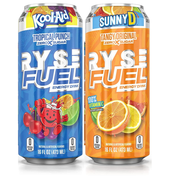 RYSE Fuel Energy Drink 2Flavor Variety Pack, 12 fl oz Cans, Sugar Free, 12 Count