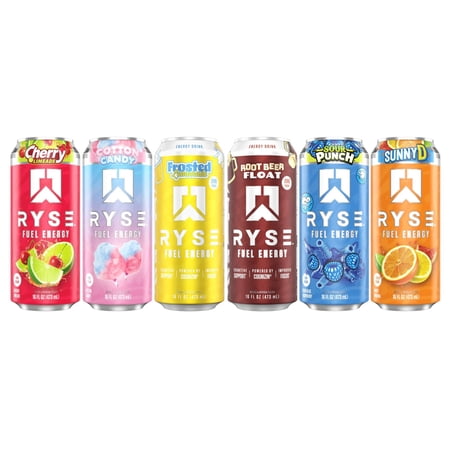 RYSE Fuel Energy Drink 6-Flavor Variety Pack, 16oz Cans (12 Cans Total)