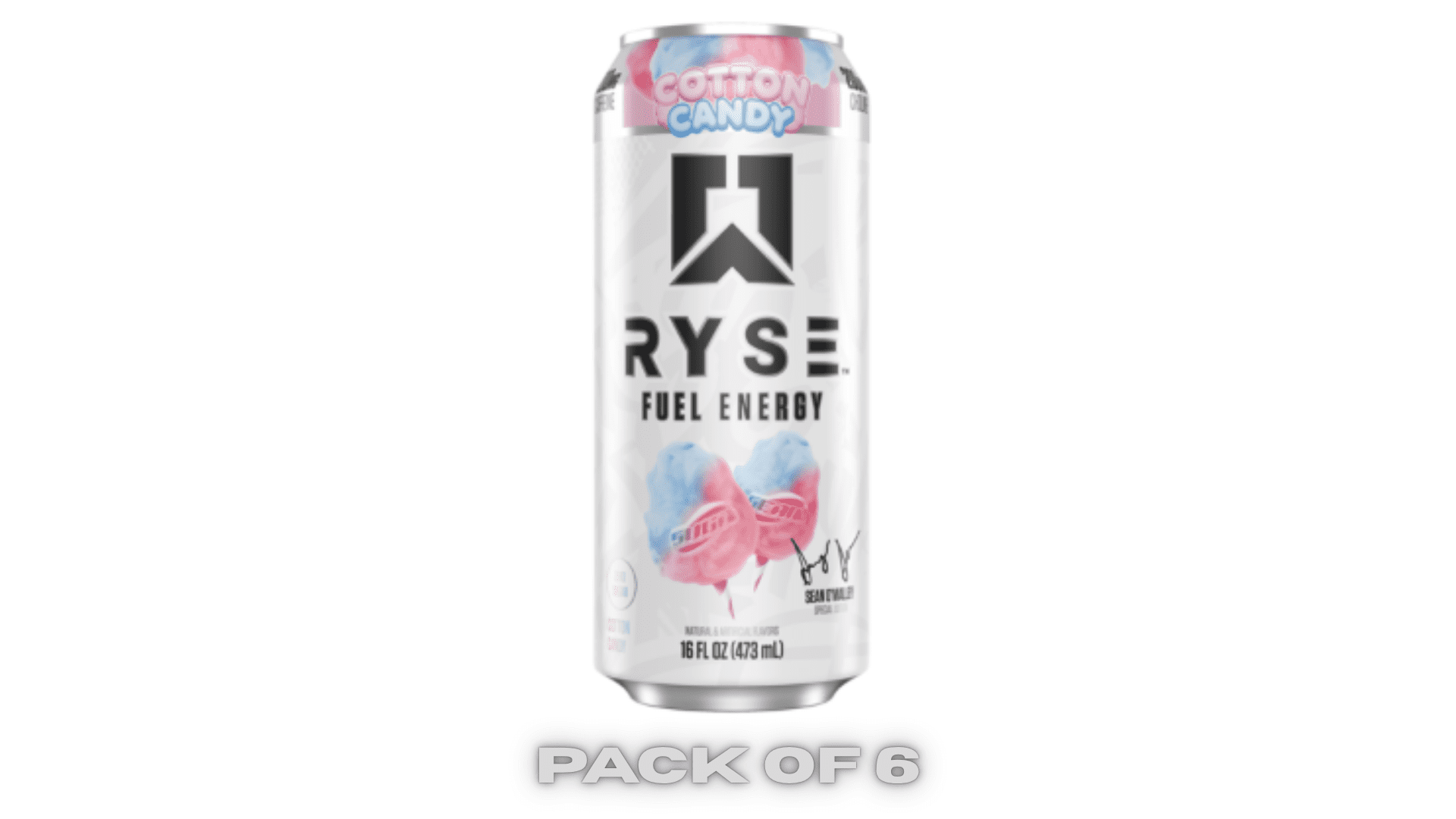 RYSE Fuel Energy Drink, Cotton Candy, 16 fl oz Cans, Pack of 6