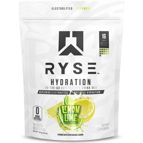 RYSE Hydration Electrolyte Powder Packets - Lemon Lime - 16 Servings