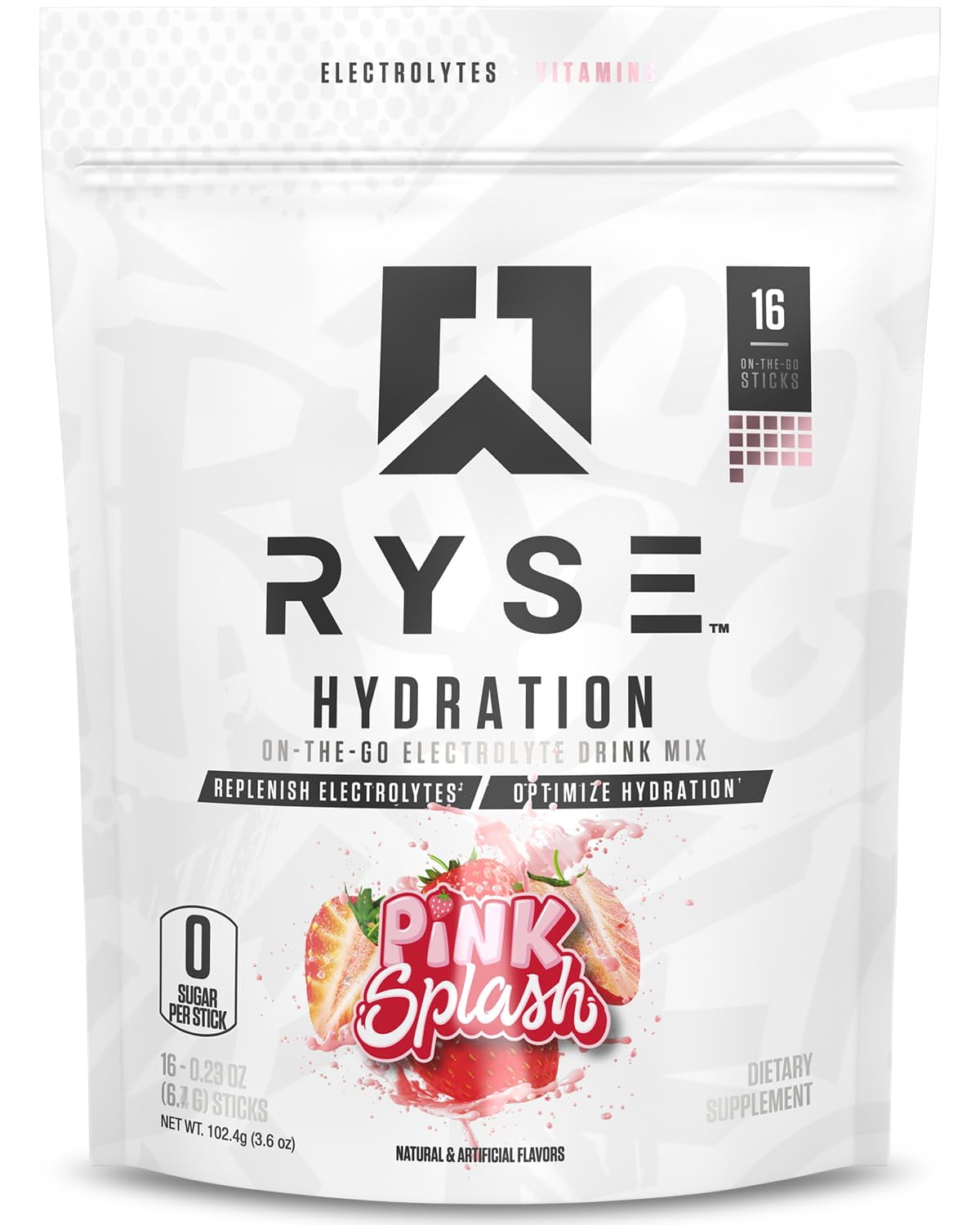 RYSE Hydration Electrolyte Powder Packets - Pink Splash - 16 Servings
