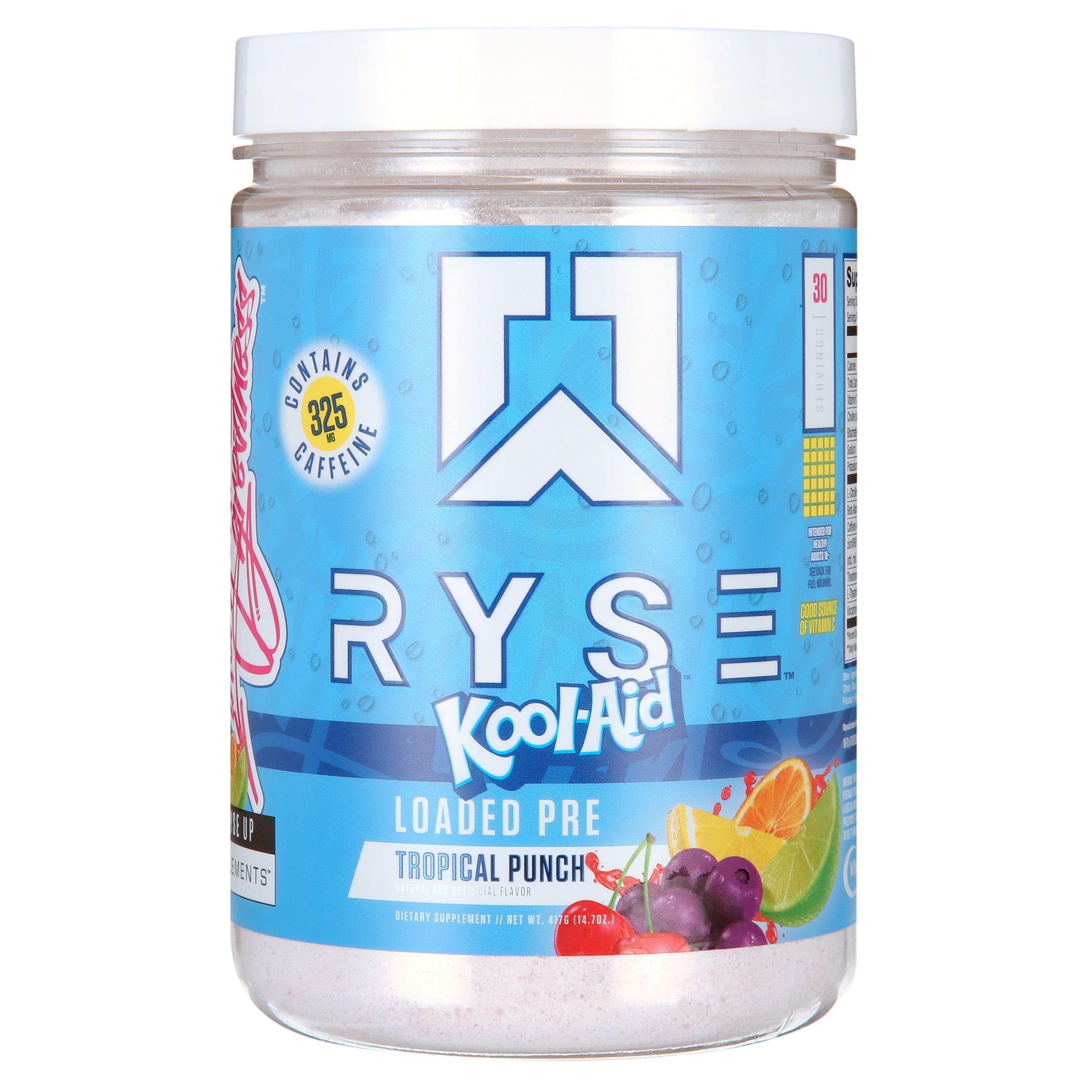 RYSE Loaded Pre Workout Powder Supplement for Men & Women | Pumps, Energy, Focus | Beta Alanine + Citrulline | 390mg Caffeine | 30 Servings (Kool Aid Tropical Punch)