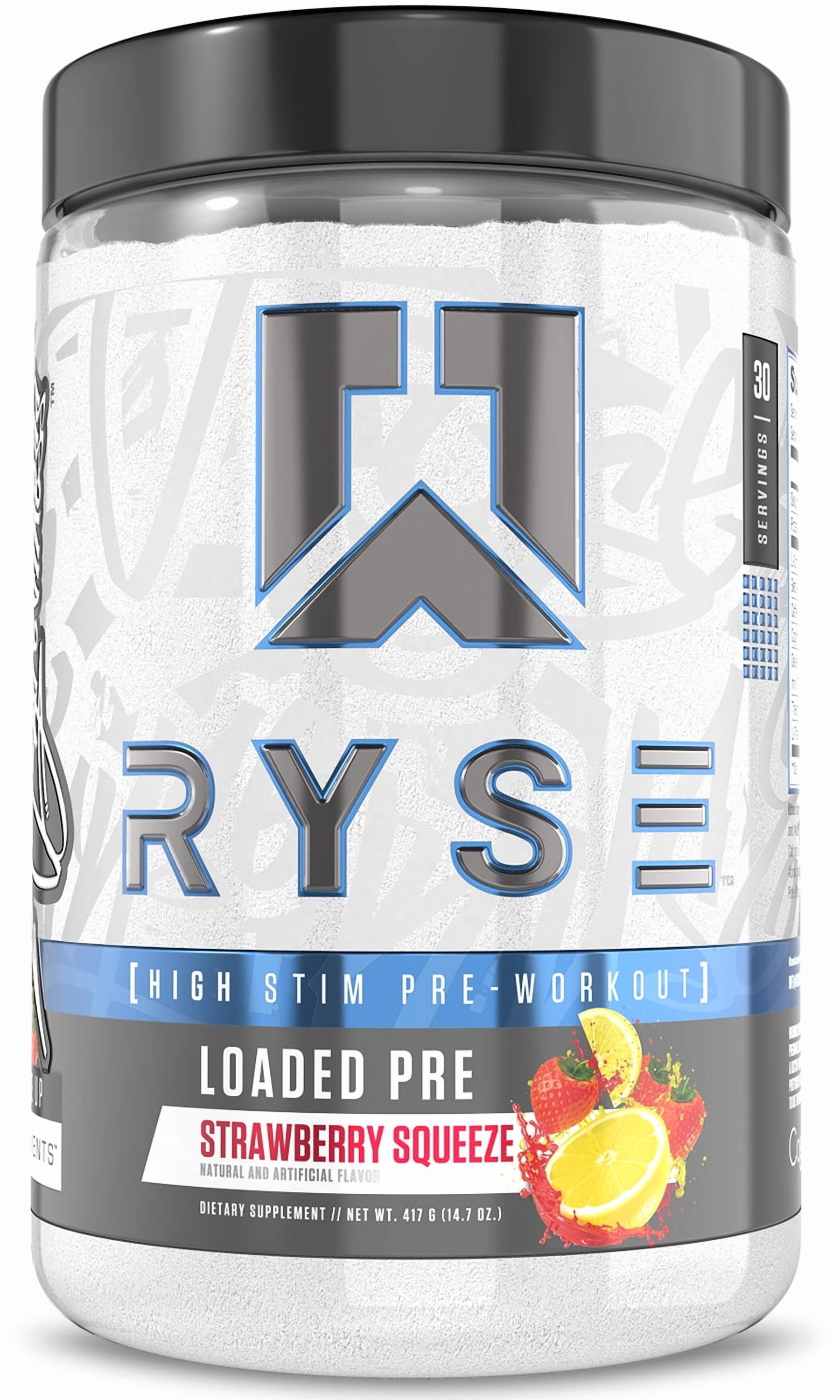 RYSE Loaded Daily Pre Workout Powder - Strawberry Squeeze - 30 Servings