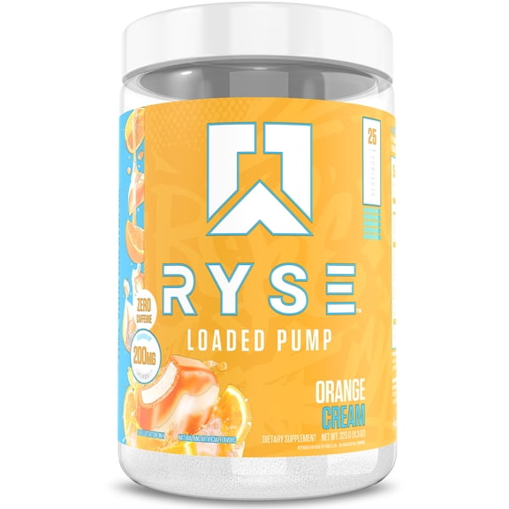 RYSE Loaded Pump Stim-Free Daily Pre Workout Powder - Orange Cream - 25 Servings