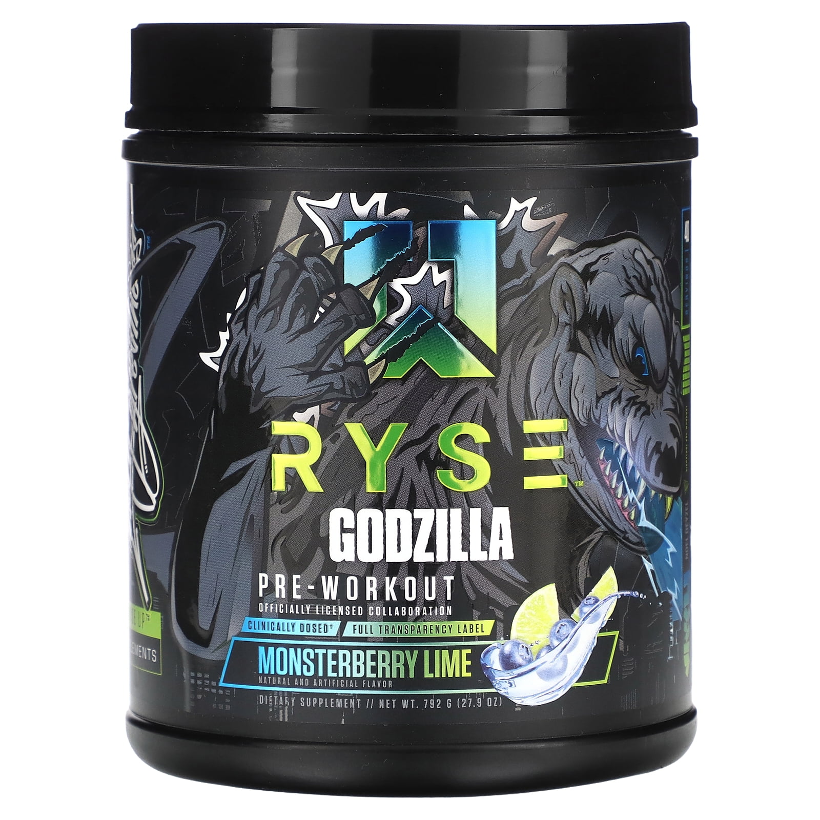 RYSE Noel Deyzel x Godzilla Pre Workout | Intense Pumps, Energy, & Focus | Citrulline & Beta Alanine | 400mg Total Caffeine | 40 Servings (Monsterberry Lime)