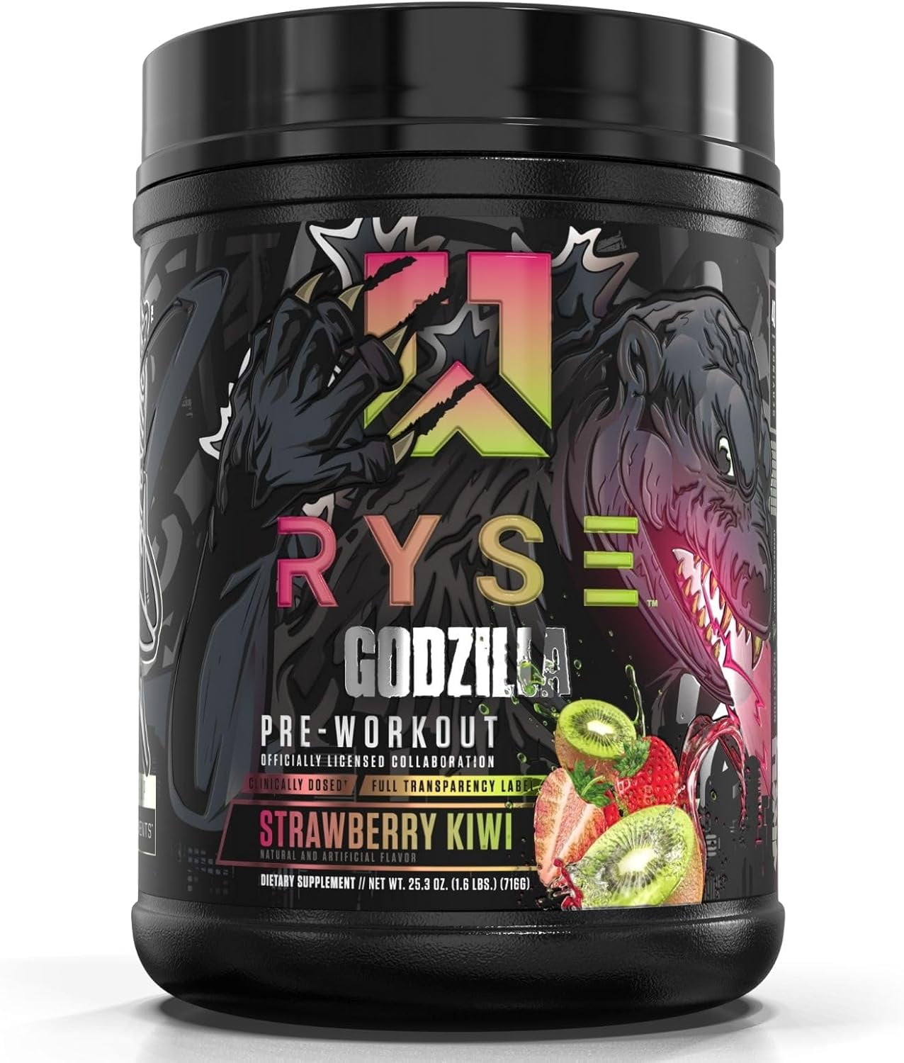 RYSE Noel Deyzel x Godzilla Pre-Workout  | Energy & Focus | 400mg Caffeine | Strawberry Kiwi Flavor