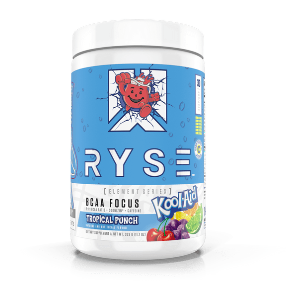 RYSE Supplements Element Series, BCAA Focus Intra Post Workout Powder, KOOL-AID Tropical Red, 30 Servings