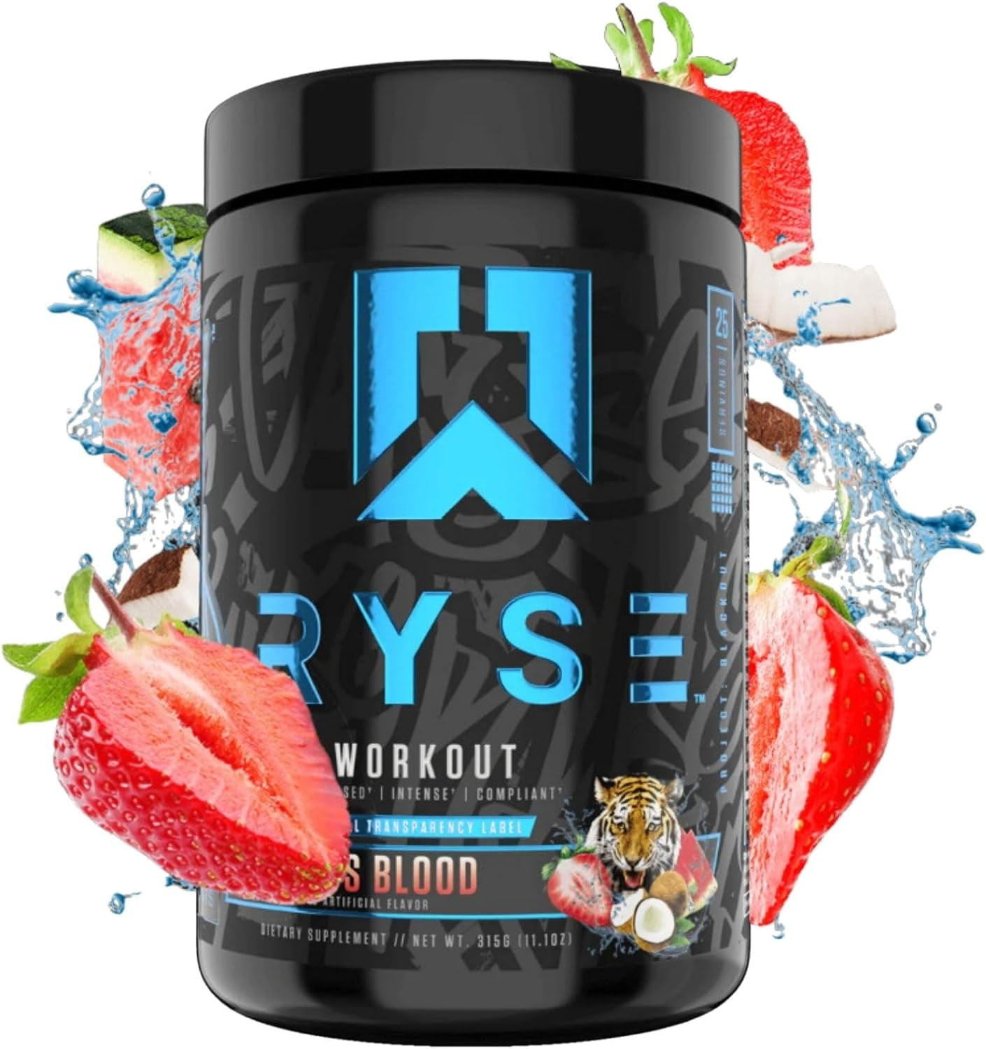 RYSE Up Supplements Project Blackout Pre Workout Pump, Energy, and Strength with Caffeine