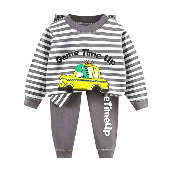 RYTAYY Children Boys Clothing Sets 2-Pack Cute Print Long Sleeve Round Neck Top and Elastic Pants Pajama Set Comfortable Sleepwear Casual Daily Wear Classic Versatile Loungewear Set