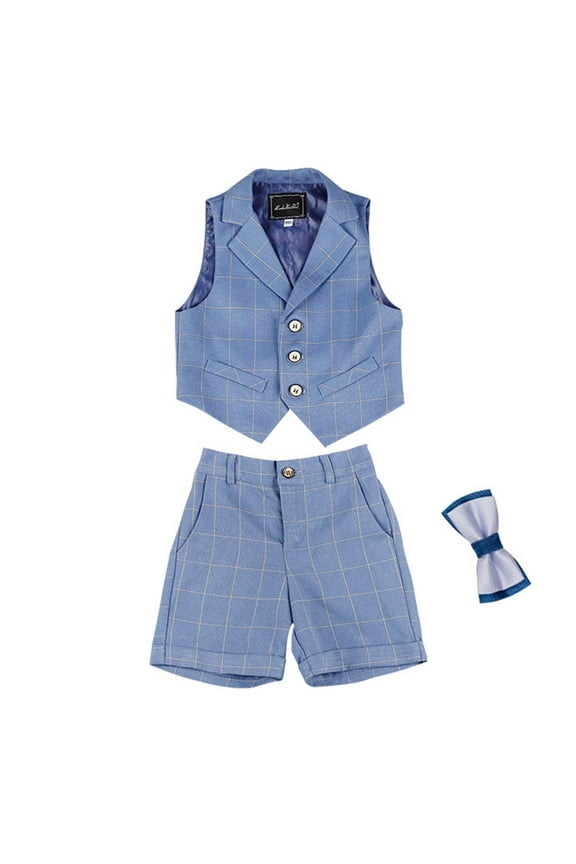 RYTAYY Children Boys Clothing Sets 3-Pack Solid Color Vest Suit Sleeveless Elastic Waist Pants Bow Tie Performance Outfit Performances Parties and Other Occassions Classic Versatile Outfit Sets