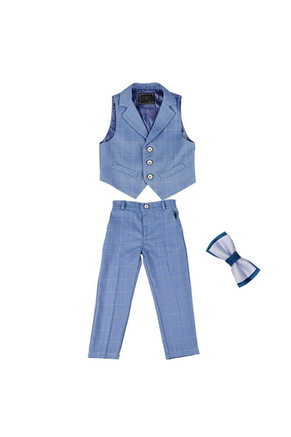 RYTAYY Children Boys Clothing Sets 3-Pack Solid Color Vest Suit Sleeveless Elastic Waist Pants Bow Tie Performance Outfit Relaxed Outfit Sets
