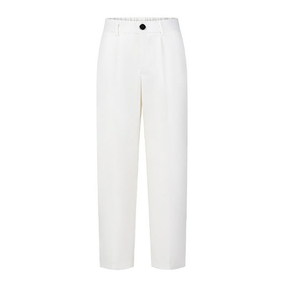 RYTAYY Children Boys Flat Front Dress Pants Adjustable Waist Solid Color Long Slacks Zipper Fly Front with Button Closure Soft Comfortable Classic Versatile Trousers