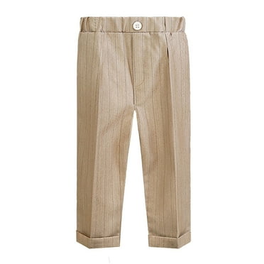 RYTAYY Children Boys Long Pants Solid Color Grid Pattern Elastic Suit Slacks Casual Daily Wear 3-10 Years Classic Versatile Trousers