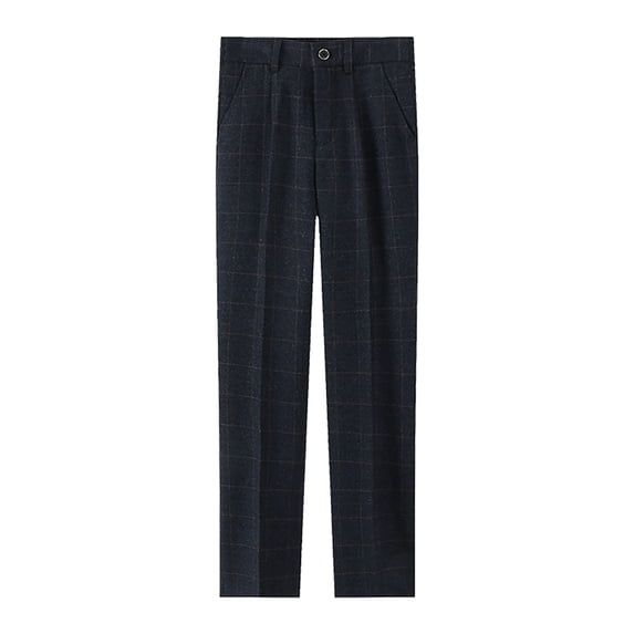 RYTAYY Teen Boys Plaid Flat Front Dress Pants Solid Color Adjustable Waist Long Slacks Zipper Fly Front with Button Closure Soft Comfortable Fun & Vibrant Designs