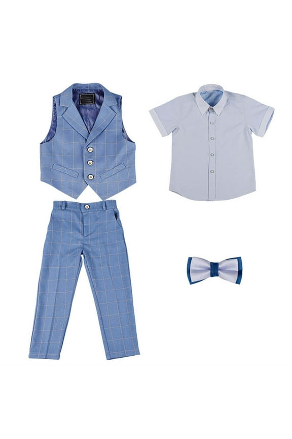 RYTAYY Toddler Boys Clothing Sets Solid Color 3-Pack Suit formal Vest Suit Short Sleeved Performance Outfit Comfortable Fashionable & Breathable
