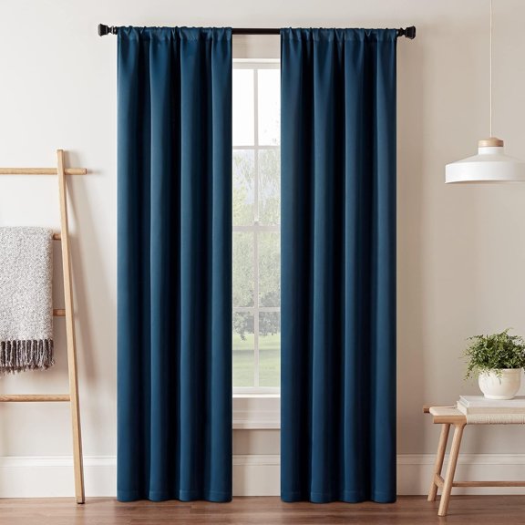 RYTHGF-ECLIPSE Room Darkening Curtains for Bedroom - Darrell 37" x 95" Thermal Insulated Single Panel-Rod Pocket Light Blocking Curtains for Living Room, Indigo (16205037095IND)