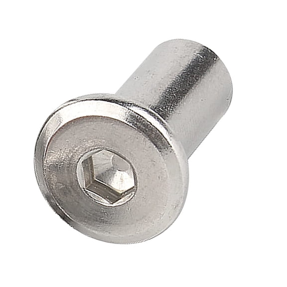 RYTHGF-Stainless Steel Lock Nuts - M6 M8 Internal Thread Hex Socket Barrel Nuts Flat Head Insert Nuts Cylindrical Rivnut for Wood Furniture
